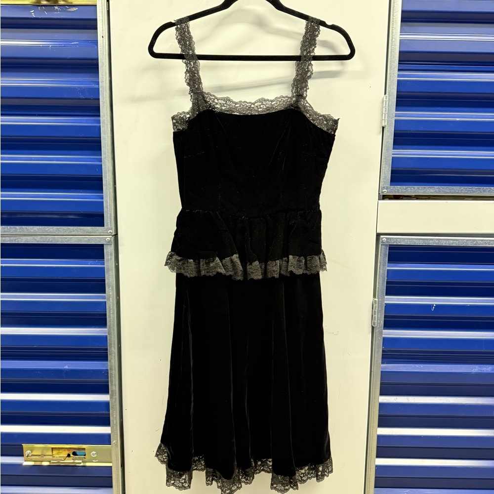 Albert Capraro Saks Fifth Avenue Black Lace Trim Dress - Picture 2 of 6